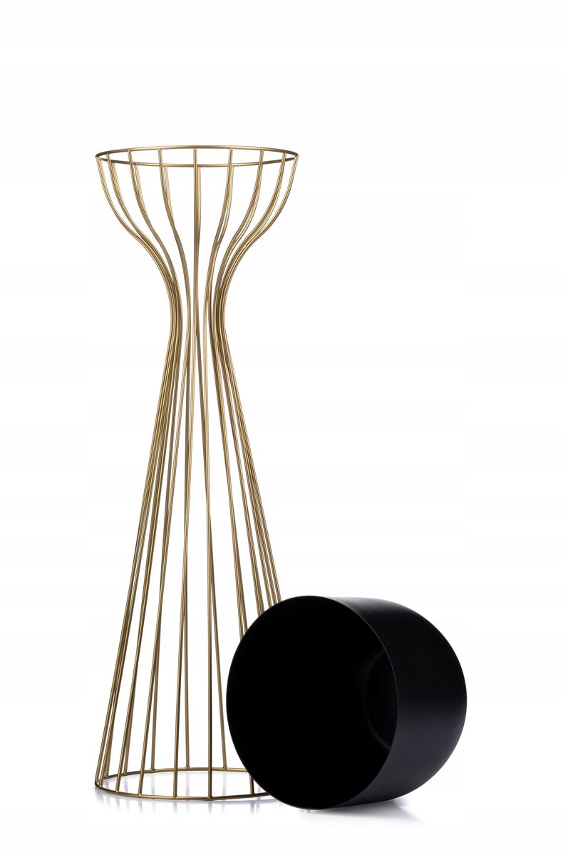 Merkloos Standaard Bloemenstandaard 68cm - Zwart/Goud - Stijlvol Loft Design
