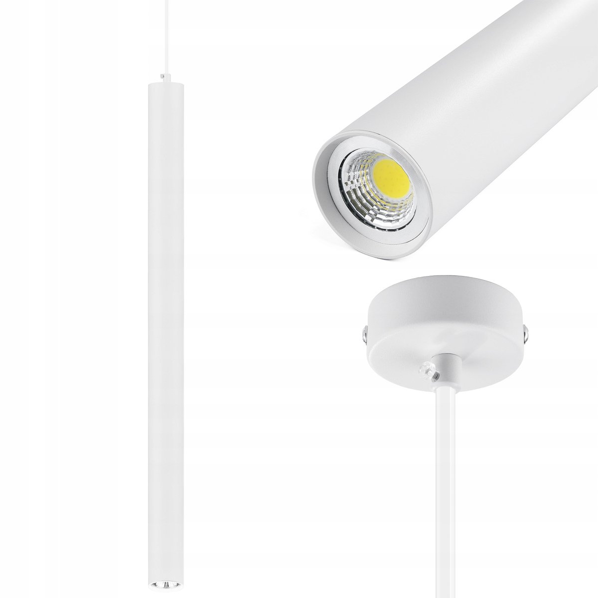 Moderne LED Hanglamp Tuba 80cm Wit Aluminium 8W