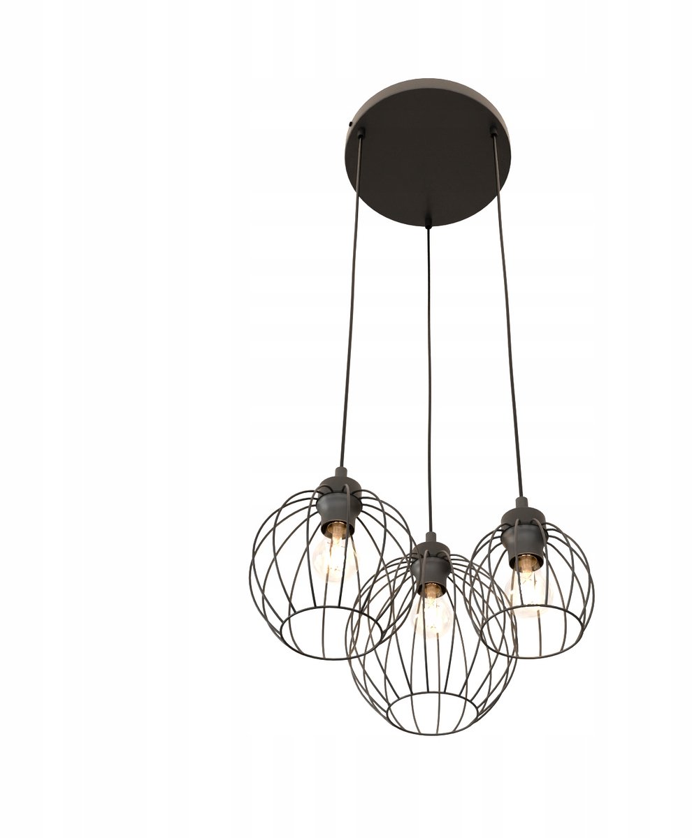 LIMA Hanglamp Metaal Zwart 3xE27 Dradkoepels Verstelbaar Loft