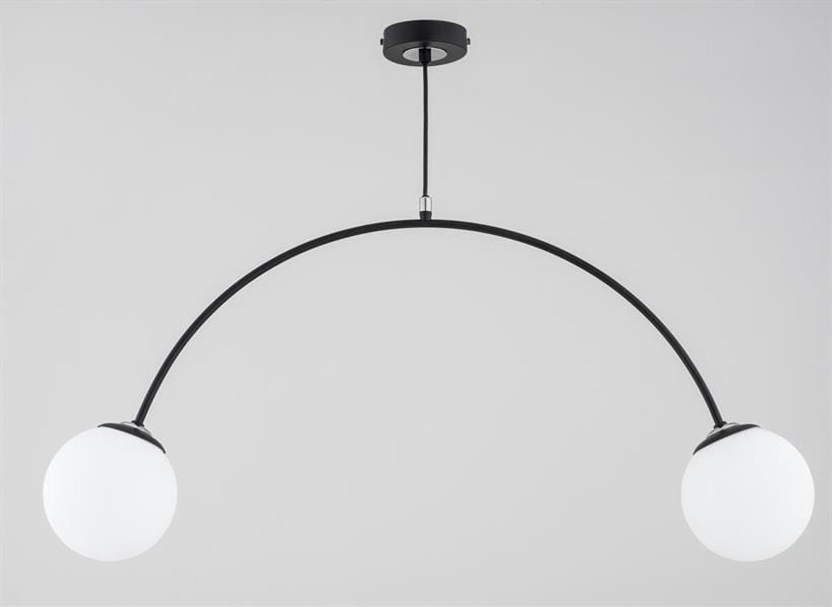 Alfa Bend Plafondlamp Zwart Wit Metaal Glas 2x E14