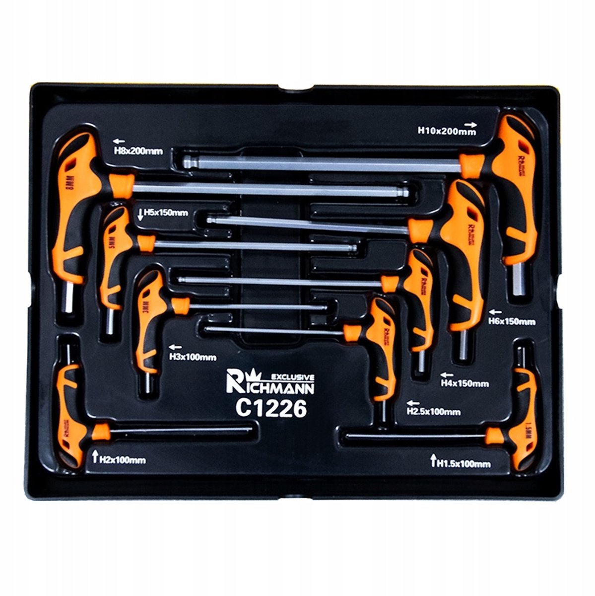 Richmann Inbussleutelset met T-handvat (1,5-10mm, 9-delig)