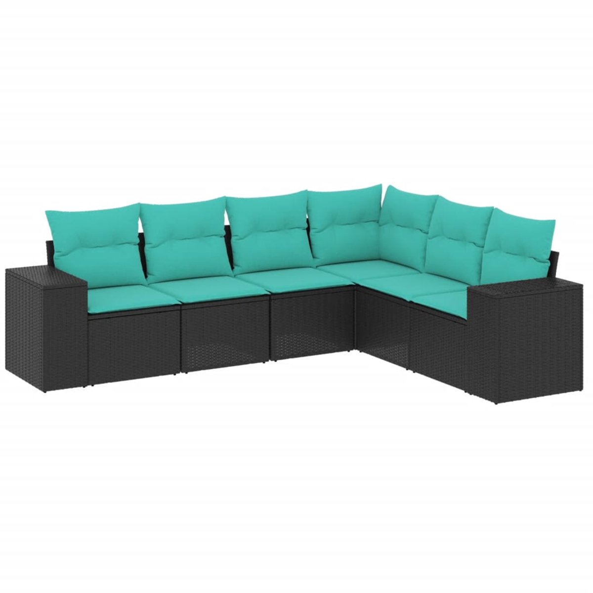 vidaXL - 6-delige - tuinbankset - met - kussens - van - zwart - polyrotan