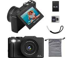Senzo Digitale Camera 5K met WiFi - 75MP - 18 x Zo