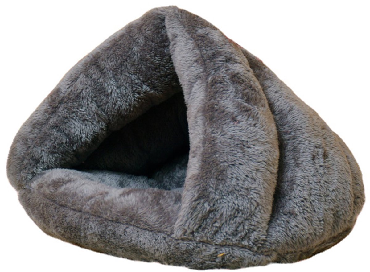 Kattenbed - Grijs - Small - Hondenbed - Kattenkussen - Hondenkussen - Slaapzak - Pluche - Zacht