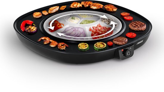 Princess Gourmet - Table Chef Pirouette Ø45cm - 103260 - 1100W - 6 personnes - Sans PFAS - Plaque de cuisson