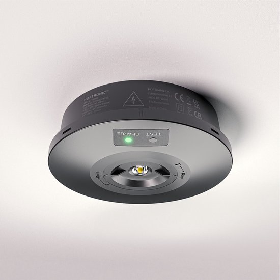 HOFTRONIC - LED Opbouwspot Rond noodverlichting - 3 watt 270 lumen - Verwisselbare lens - IP65 waterdicht - 3 uur noodaccu - Autotest functie