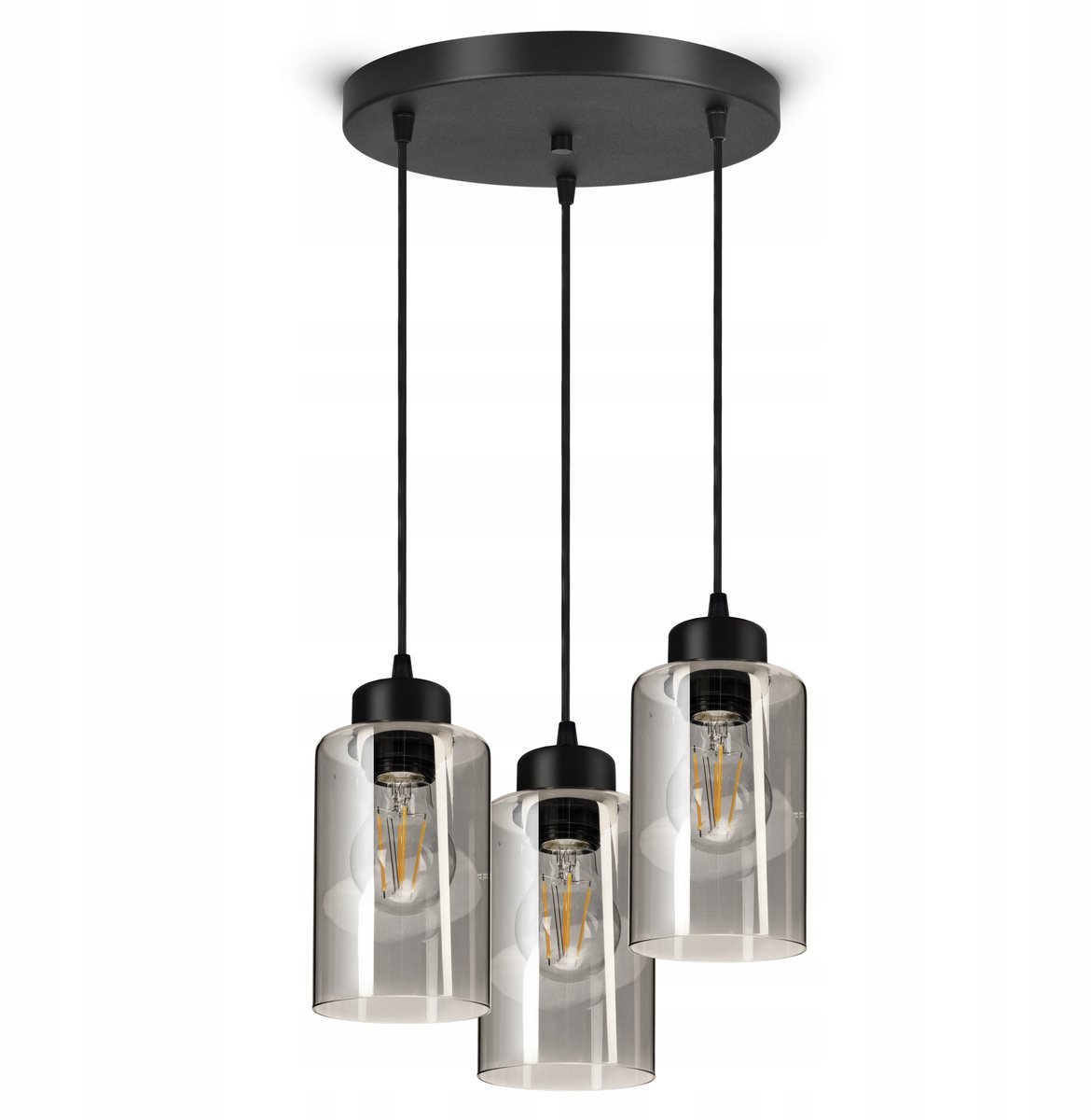 Moderne Zwarte Glazen Hanglamp Buis E27 - 3 lichtpunten