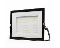 HOFTRONIC - Stratos LED Schijnwerper met sensor - 200 Watt 23530 Lumen - IP65 Waterdicht - 6500K - Daglicht wit - Zwarte Breedstraler - Veiligheidslamp - Buitenlamp met bewegingssensor en schemerschakelaar