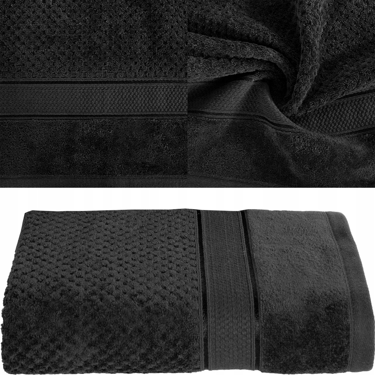 Luxe Katoenen Badhanddoek 70x140cm Zwart - 500 g/m²