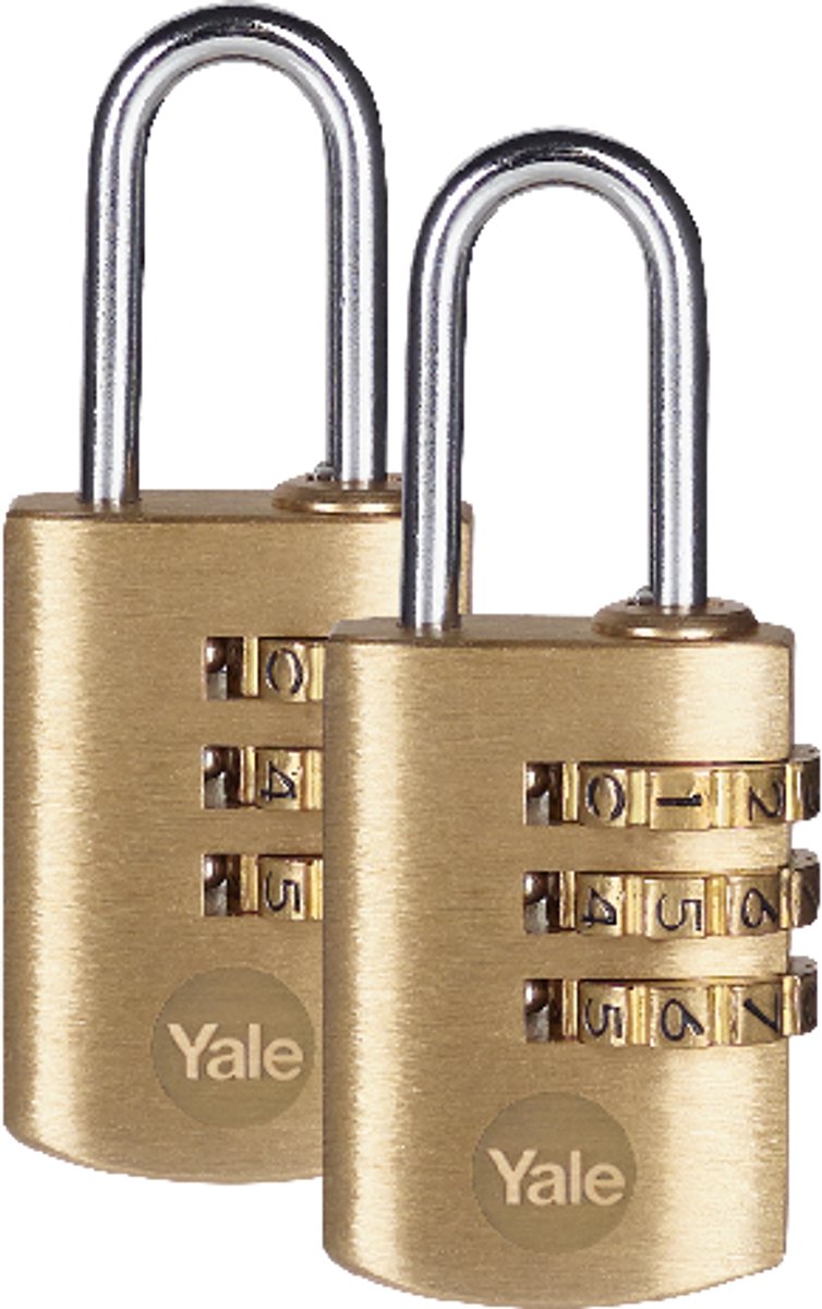 Yale - Messing Hangslot met Cijferslot - 22 mm - 2 stuks