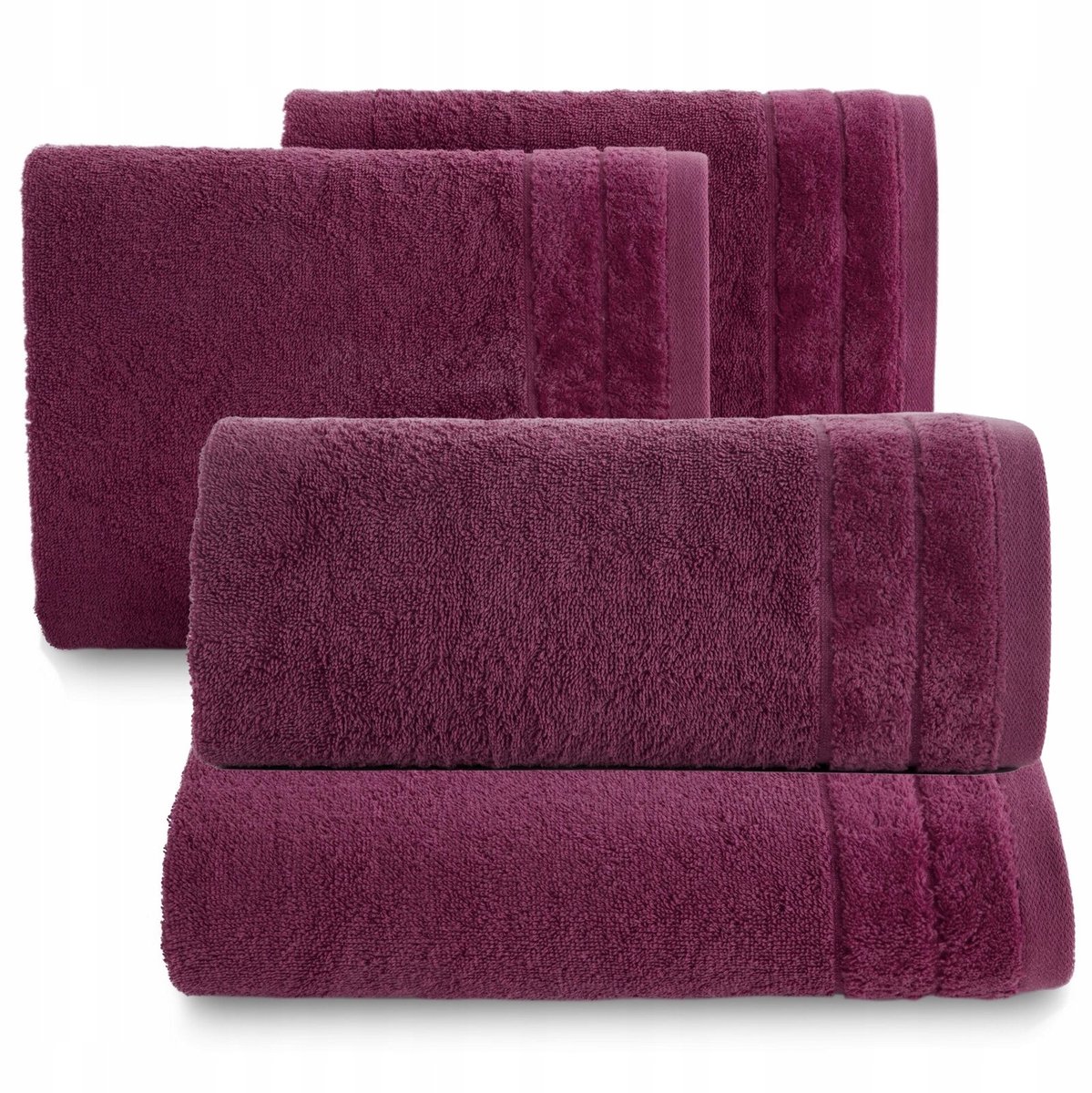 Set van 4 amarantkleurige katoenen handdoeken 500 g/m²