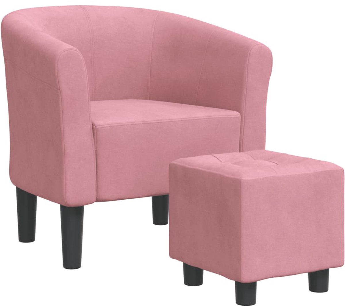 vidaXL Kuipstoel - met - voetenbank - fluweel - roze