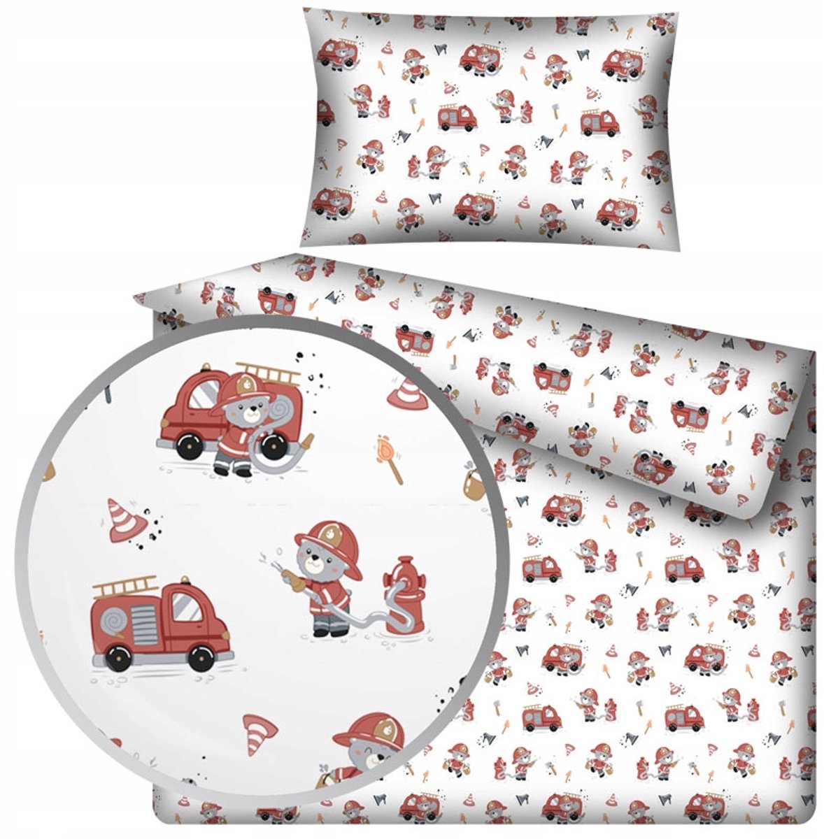 Kinderbeddengoed Katoen 90x120cm - Vrolijke Brandweer Muisjes