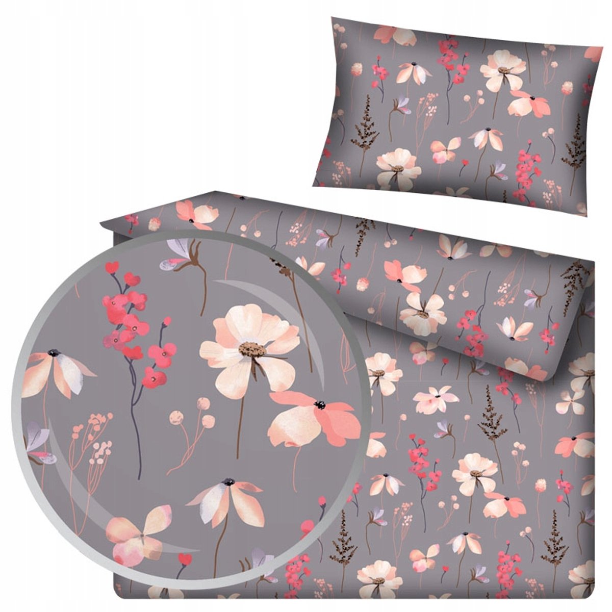 Japans bloemen dekbedovertrek katoen 140x200 cm - Roze bloemen