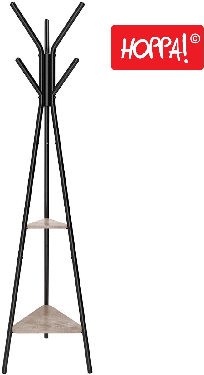 Hoppa! Kapstok Boomvormig - Greige/Zwart - Metaal | 49.5 x 49.5 x 179 cm (B x D x H)