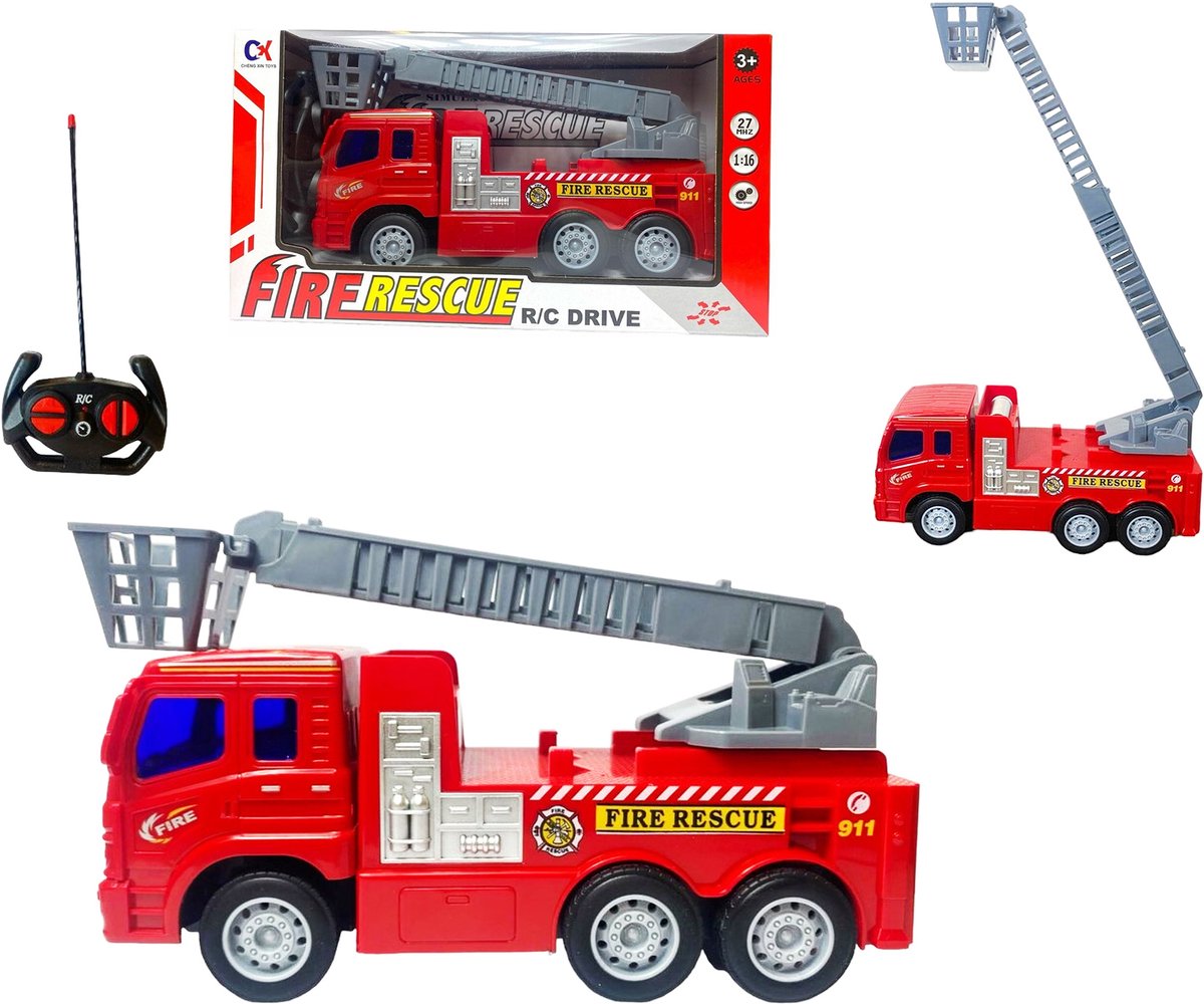 R/C Fire Truck - Afstand Bestuurbaar Brandweerwagen - met draaibare ladder 360° - Brandweer auto