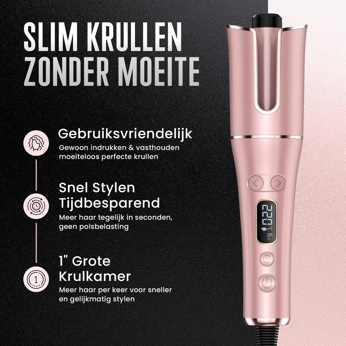 De Gadgetwinkel EasyCurl Automatische Krultang met Haarkam - afbeelding 3
