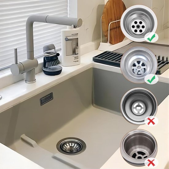 Lot De 2 Crépines D’Évier 304 Inoxydable 80 Mm – Filtre Évier Cuisine Et Salle De Bain, Anti-Déchets Efficace