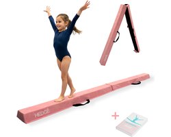 Hedge® Turnbalk XL - Turnbalk voor Thuis - Opvouwbare Turnbalk - Evenwichtsbalk - Balanstrainer - Turnen - 240 cm - Incl. e-book en Draagtas - Roze