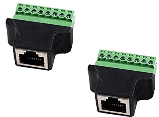 RJ45 naar 8-pins terminal block adapter voor LAN netwerkkabel - 2 stuks ...