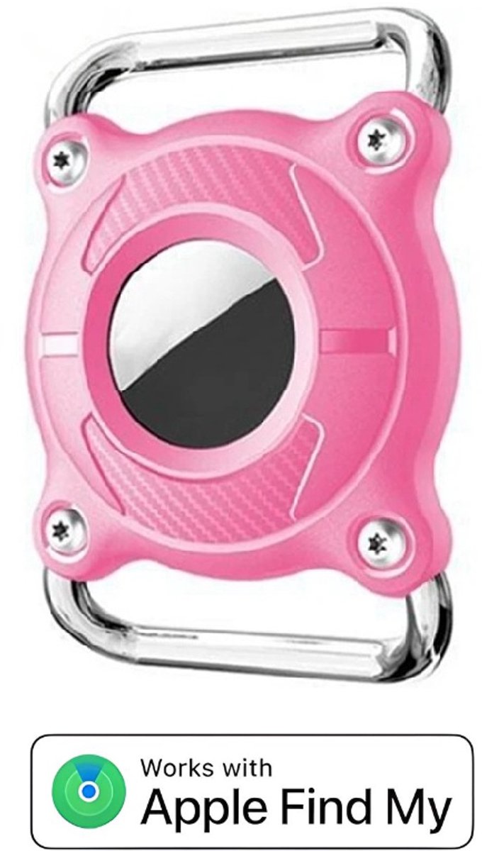 BlueTime - Taghouder voor Halsband - Inclusief Tag - Honden GPS tracker - Anti-kras en Waterbestendig - Beschermhoes - Geschikt voor Apple Find My - Roze