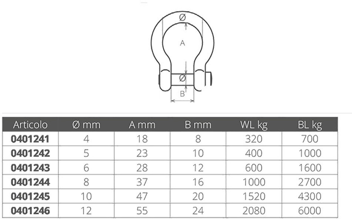 Wichard Boogschakel Zilver 8 mm