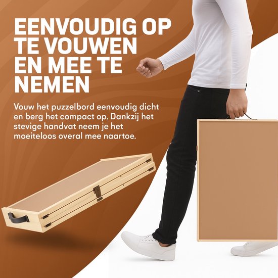 Asawa Puzzelbord Opvouwbaar - Puzzeltafel met Opbergsysteem - 1500 Stukjes - 92x68 cm - 4 Lades - Houten Puzzelplaat - Puzzelmat - Puzzelmap - Portapuzzle