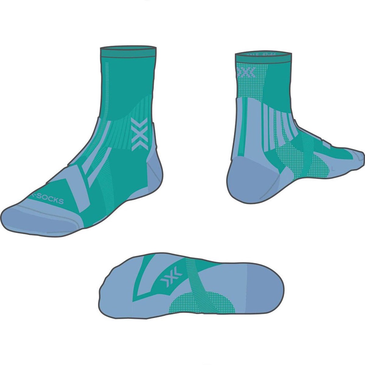 X-socks Trail Run Perform Crew Sokken Veelkleurig Man Vrouw Blauw