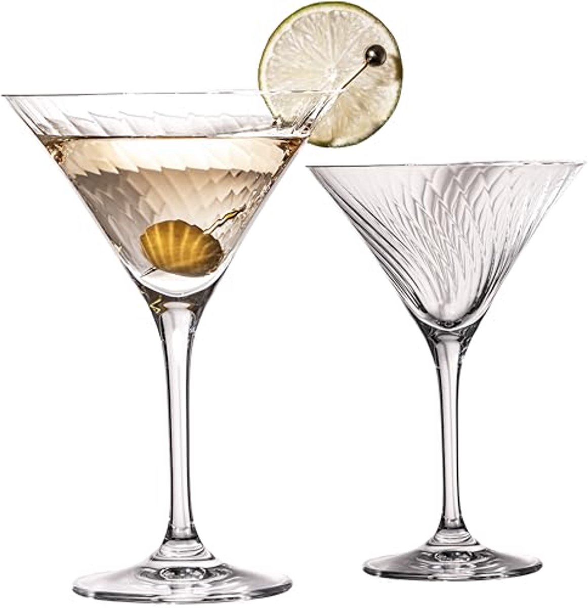 Geribbeld Cocktailglas Set van 2 - 215 ml - Vaatwasmachinebestendig Kristalglas