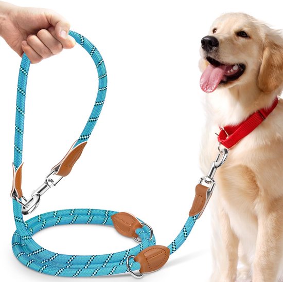 PETCOOL Hondenriem 3 M Verstelbare Intrekbare Lijn voor Middelgrote en Grote Honden (15-60 kg), Reflecterende Handsfree Lijn met 2 Karabijnhaken, Dubbele Lijn van Robuust Nylon, 200 kg Extreme Sterkte