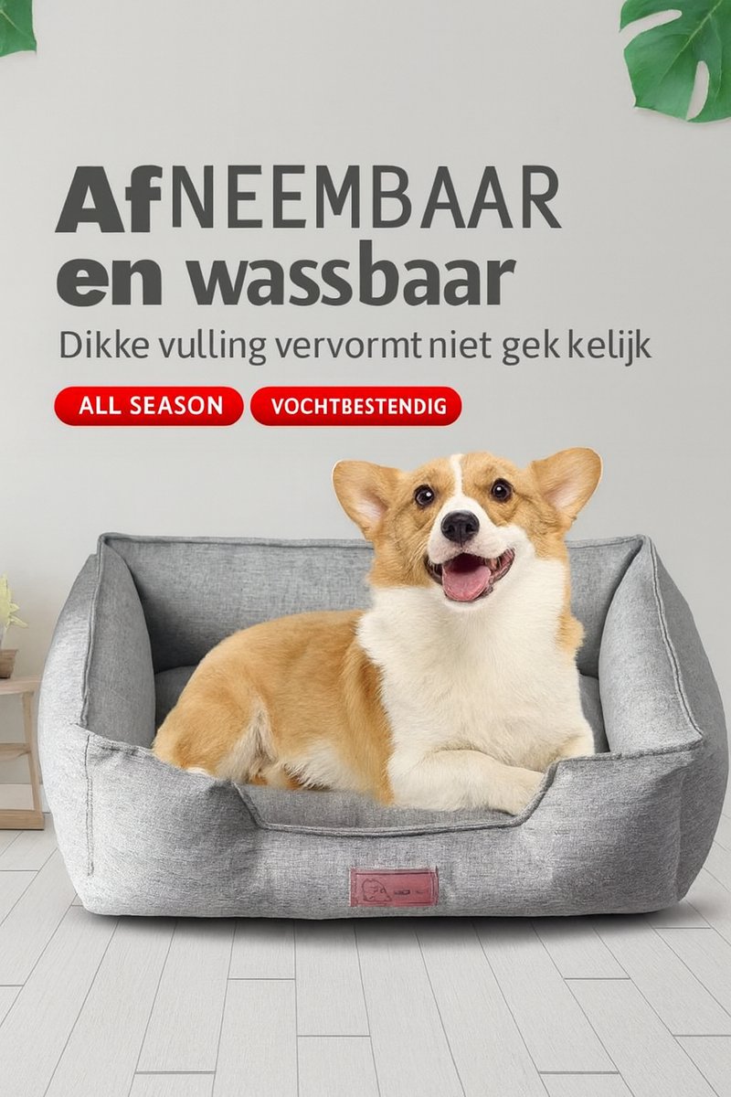Hondenbed – Afneembare & wasbare hoes – Antislip onderzijde – Maat L 70×58×18 cm