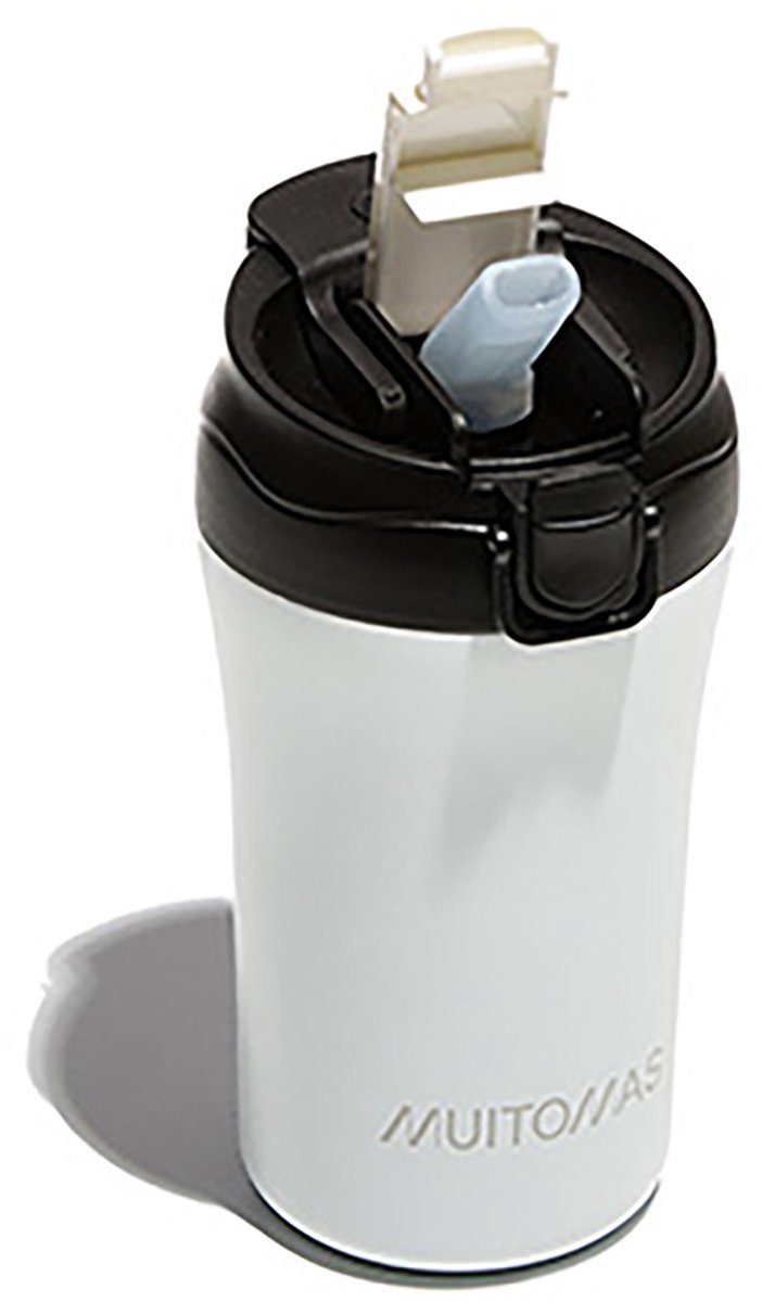 Muitomas Thermofles - Dubbel geïsoleerde voering -350ml – Vergrendeling op dop - 12 uur warm of 24 uur koude dranken – Wit
