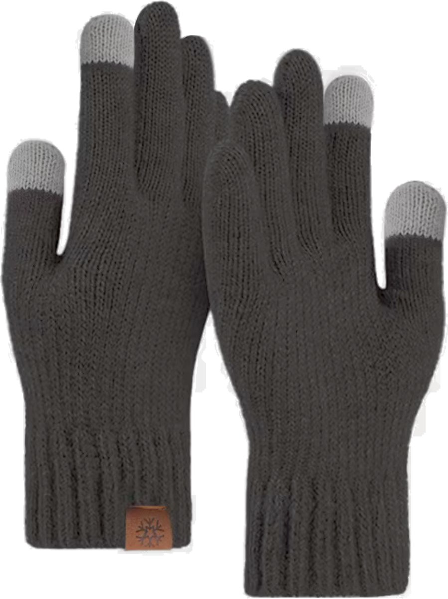 MoodLux Touchscreen Winter Handschoenen - 100% Zachte Acryl - Winddicht - Waterafstotend - Comfortabel One Size - Dames & Heren - Perfecte Pasvorm - Donker Grijs