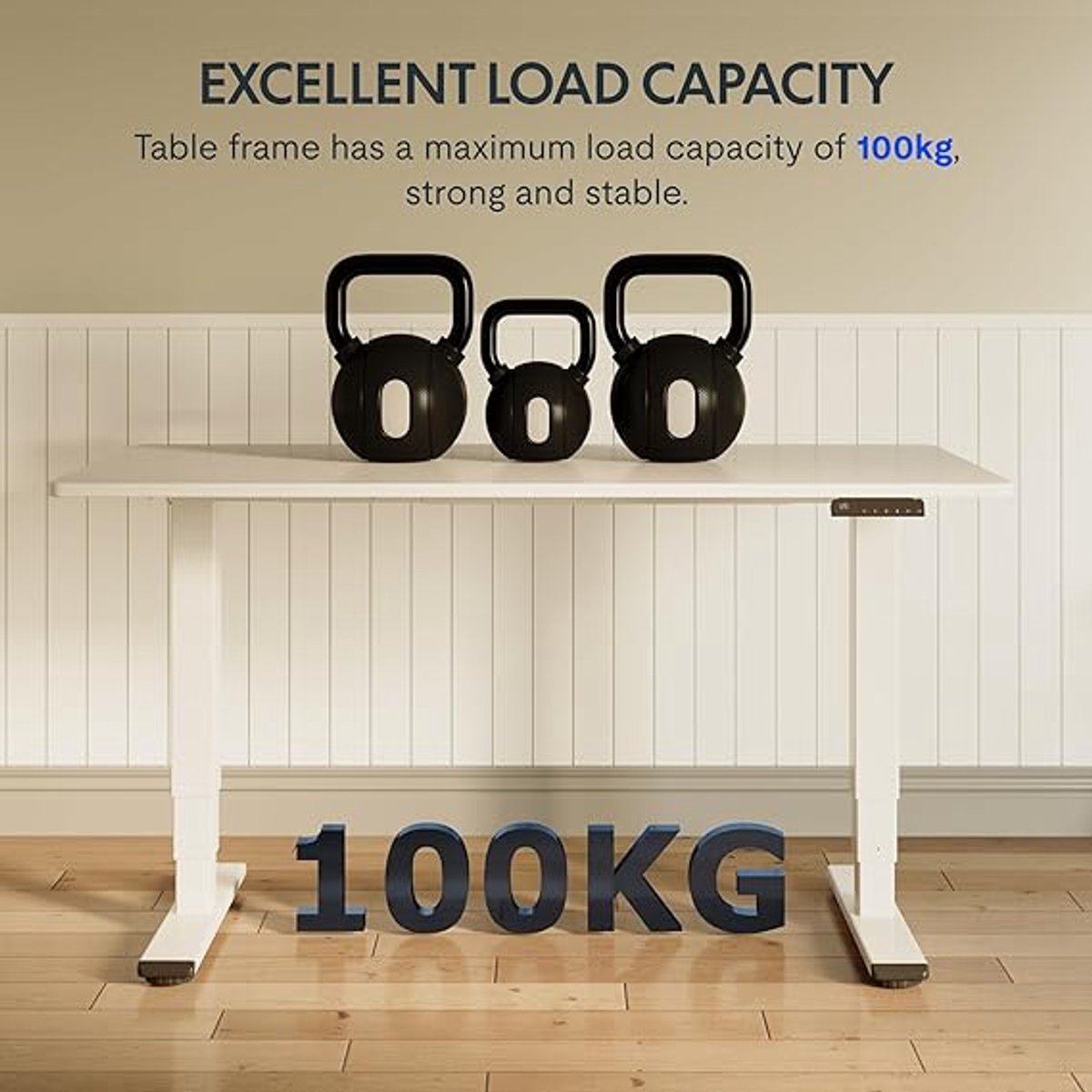 Elektrisch in hoogte verstelbaar bureau Medahomestore Medahomestore 140x80 cm – Dubbele Motor, 3-traps Frame, 4 Geheugenposities, Stil & Robuust – Wit – Ergonomisch Bureau voor Thuis en Kantoor, 60-125 cm
