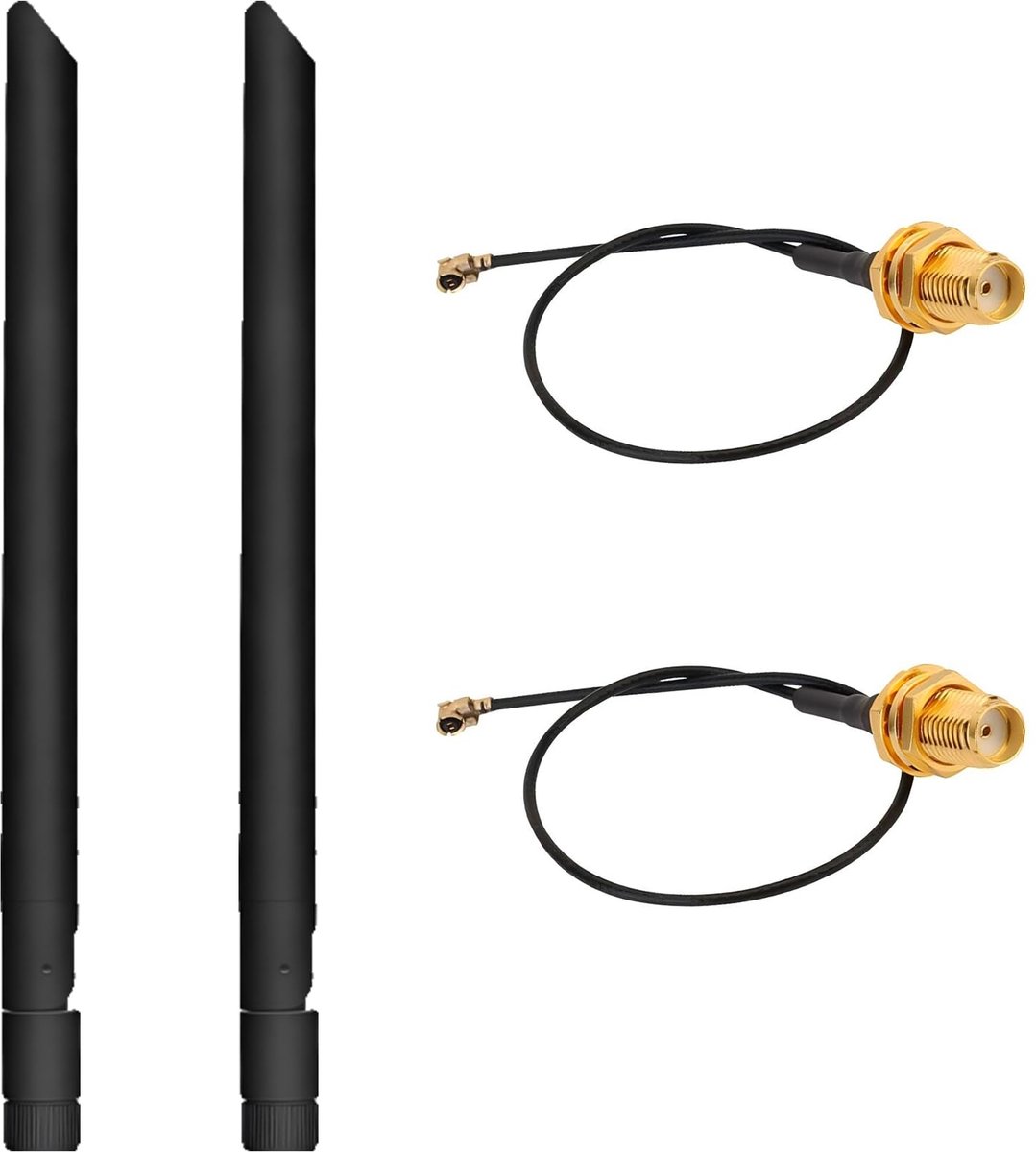 JeiibrZui IPEX 4 Naar RP-SMA Externe Antennekabel - Wifi-Antenne Voor Pc - Hoge Kwaliteit Vergulde Connector Verbeterd Signaal - 1 - Zwart