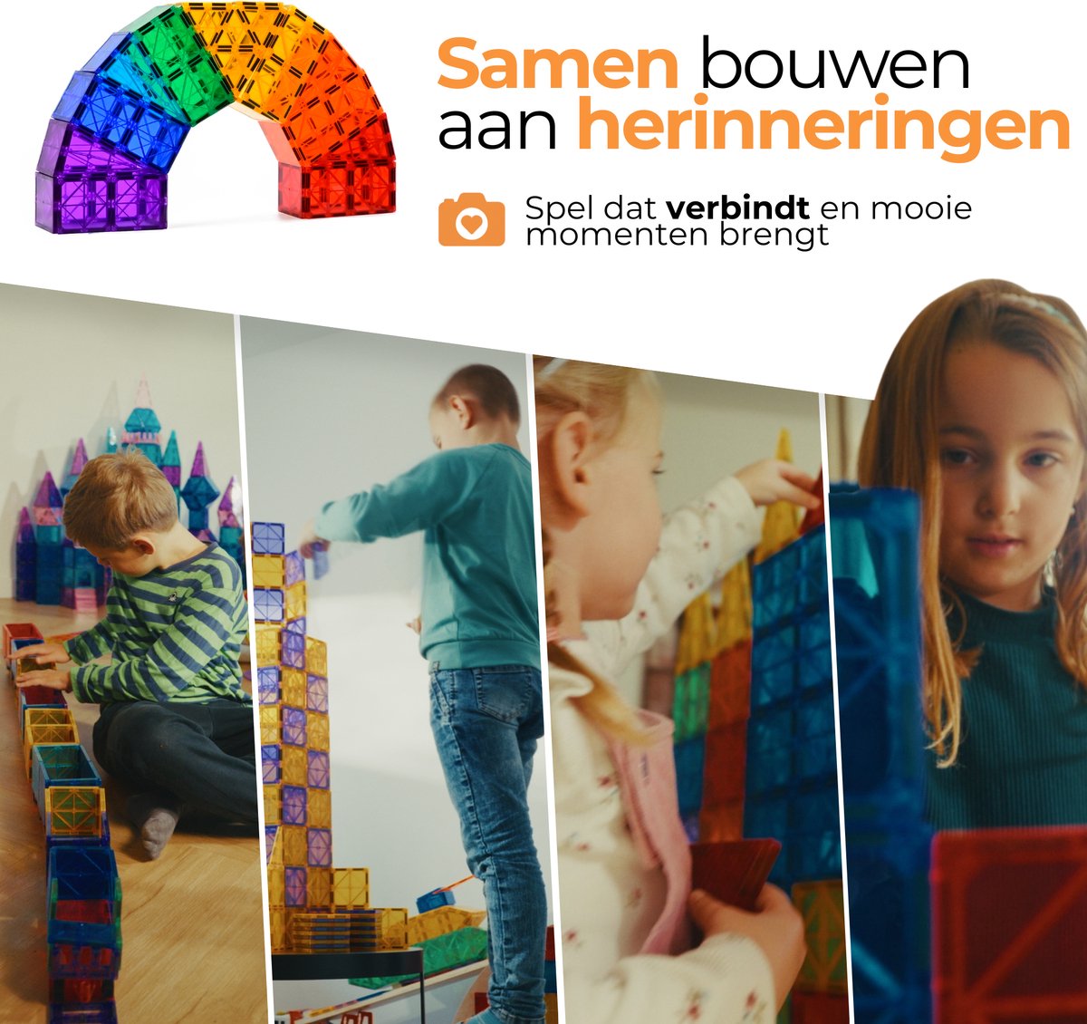 Magna Minds - Magnetic Tiles - Magnetisch Speelgoed - 32 stuks - Constructie speelgoed - Magnetische tegels - Montessori speelgoed - Magnetic toys - Magnetische bouwstenen - Speelgoed Kinderen — afbeelding 5