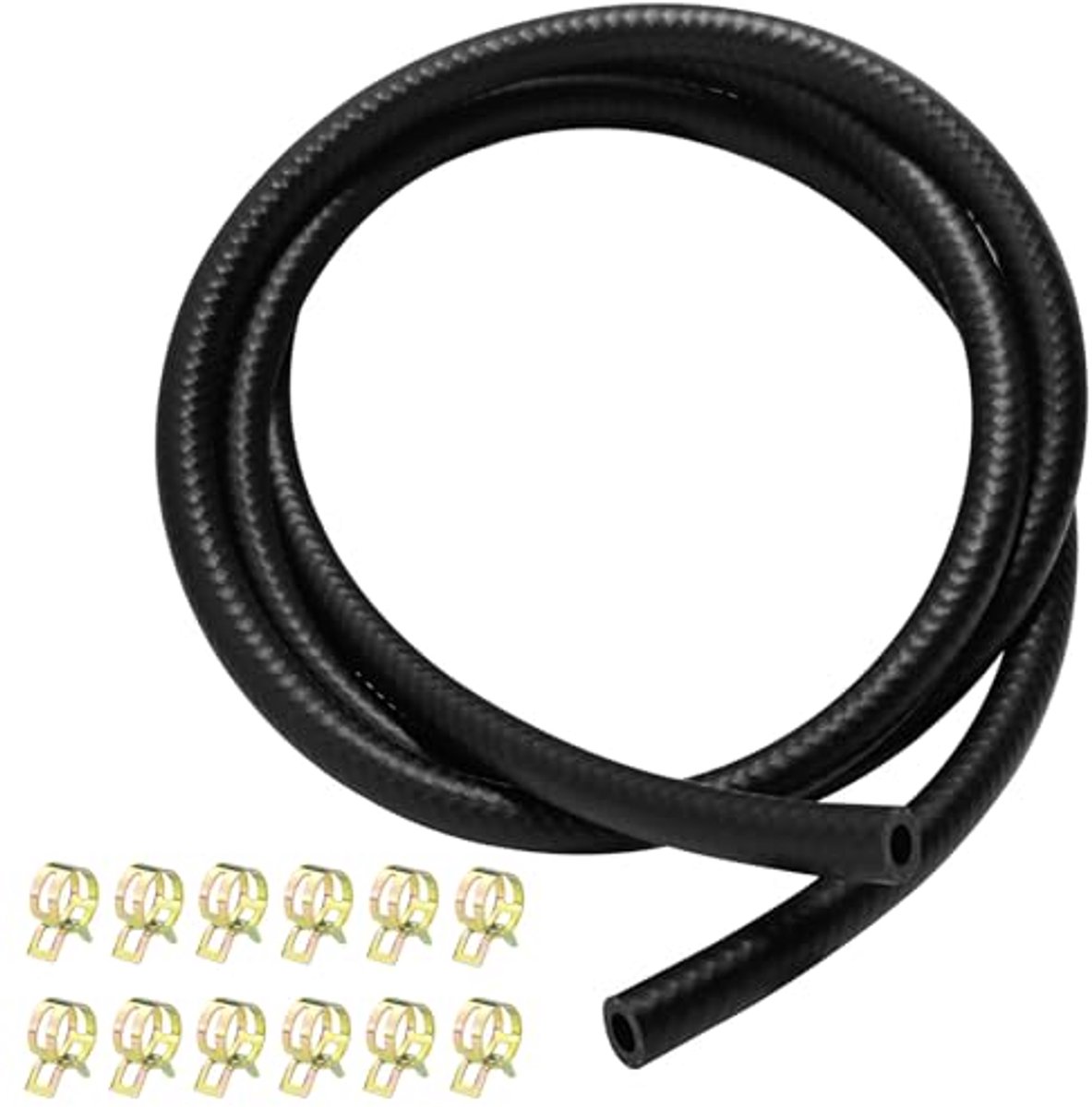 Benzineslangset Ø 8 mm 2 meter met 12 slangklemmen