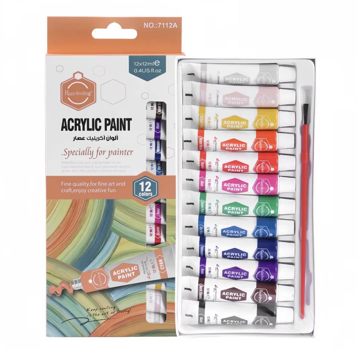 Playos® - Acrylverf - 12 x 12 ml - Creatief Speelgoed - Kinderen en Volwassenen - Knutselen