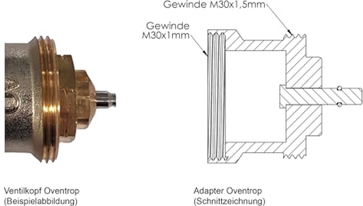 Metalen Adapter voor Radiatorthermostaten - Radiatorventieladapter M30 x 1.0mm, Lange Levensduur en Eenvoudige Montage