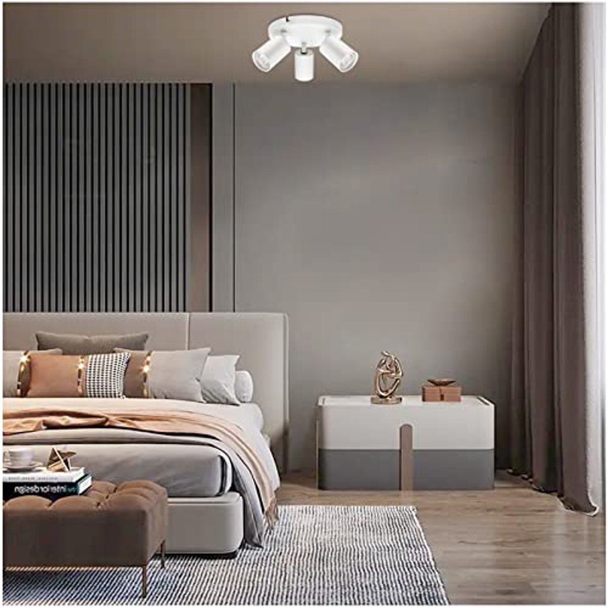 Draaibare LED Plafondlamp met 3 Spots in Mat Wit – GU10 Fitting, Perfect voor Thuis en Kan