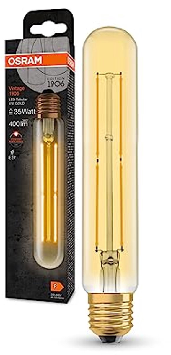 Vintage Tubular Filament LED Lamp E27 - 4W, 400lm, Varm Witte Lichtkleur