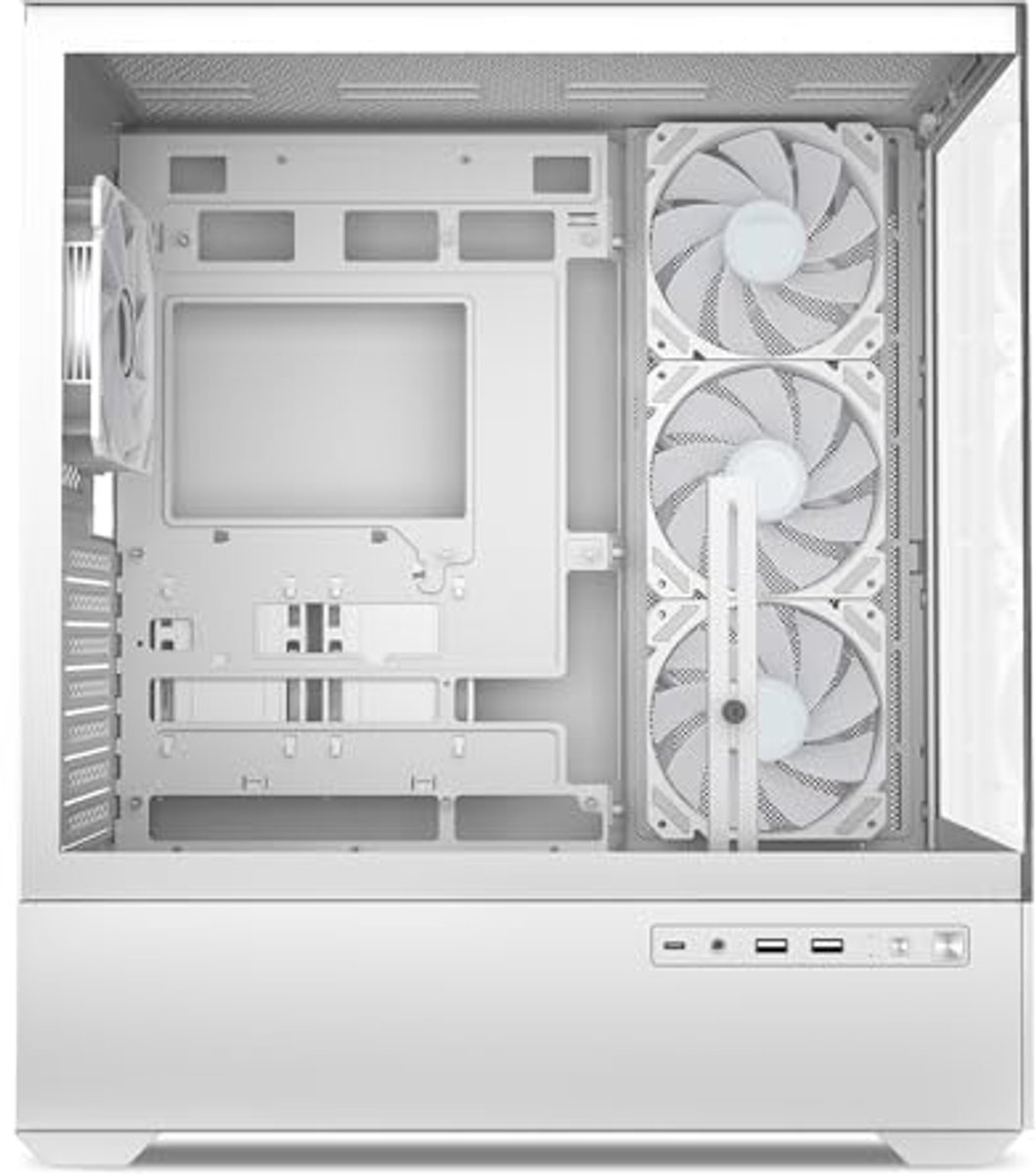 Witte ATX PC-behuizing met RGB-verlichting en gehard glas
