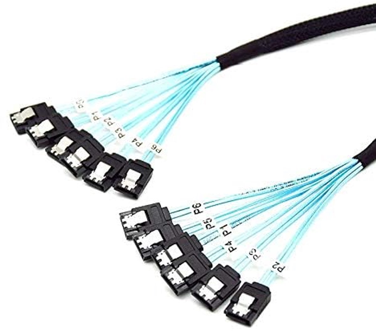 Hoge Snelheid 6Gbps SATA III Kabel voor Server - 6 Stuks
