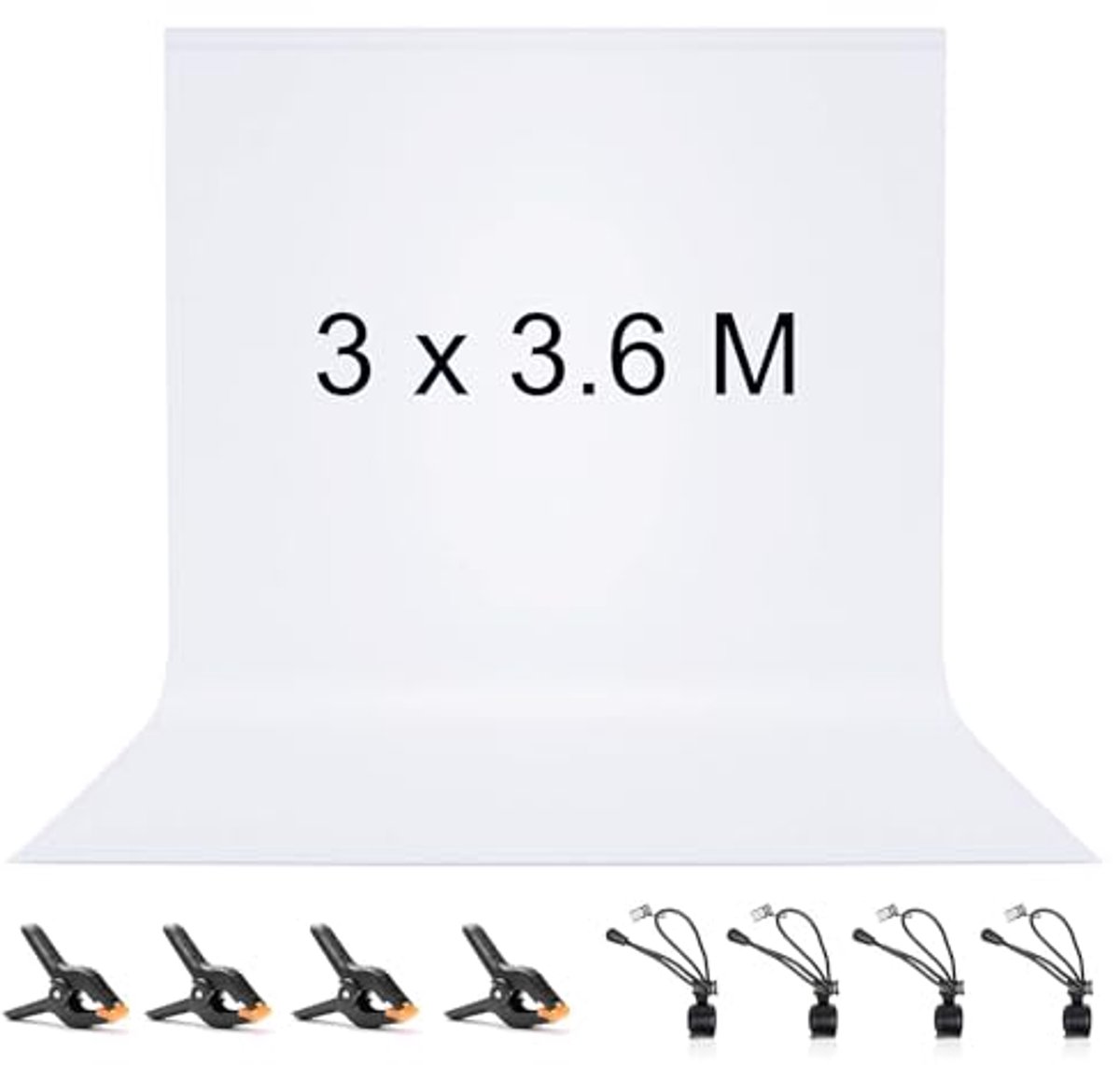 Witte Fotografie Achtergrond 3x3.6M van 100% Polyester met Klemmen voor Studio