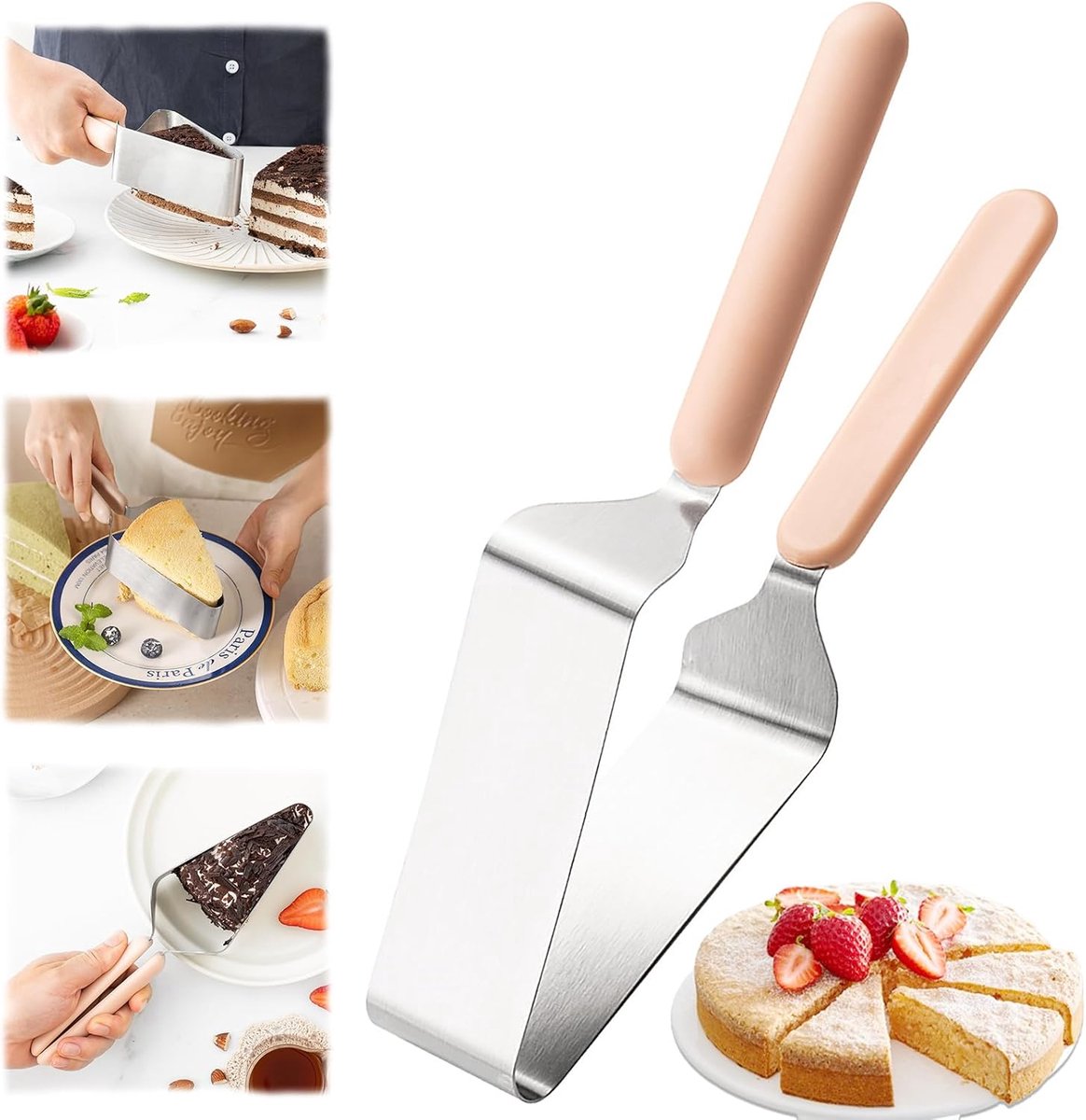 Daity 1 stuk roestvrijstalen taartsnijder - Driehoekig taartgereedschap met ergonomisch handvat, duurzaam bakgereedschap voor thuis- en commercieel gebruik, perfect voor Kerstmis, Halloween, bruiloften, verjaardagen en feesten