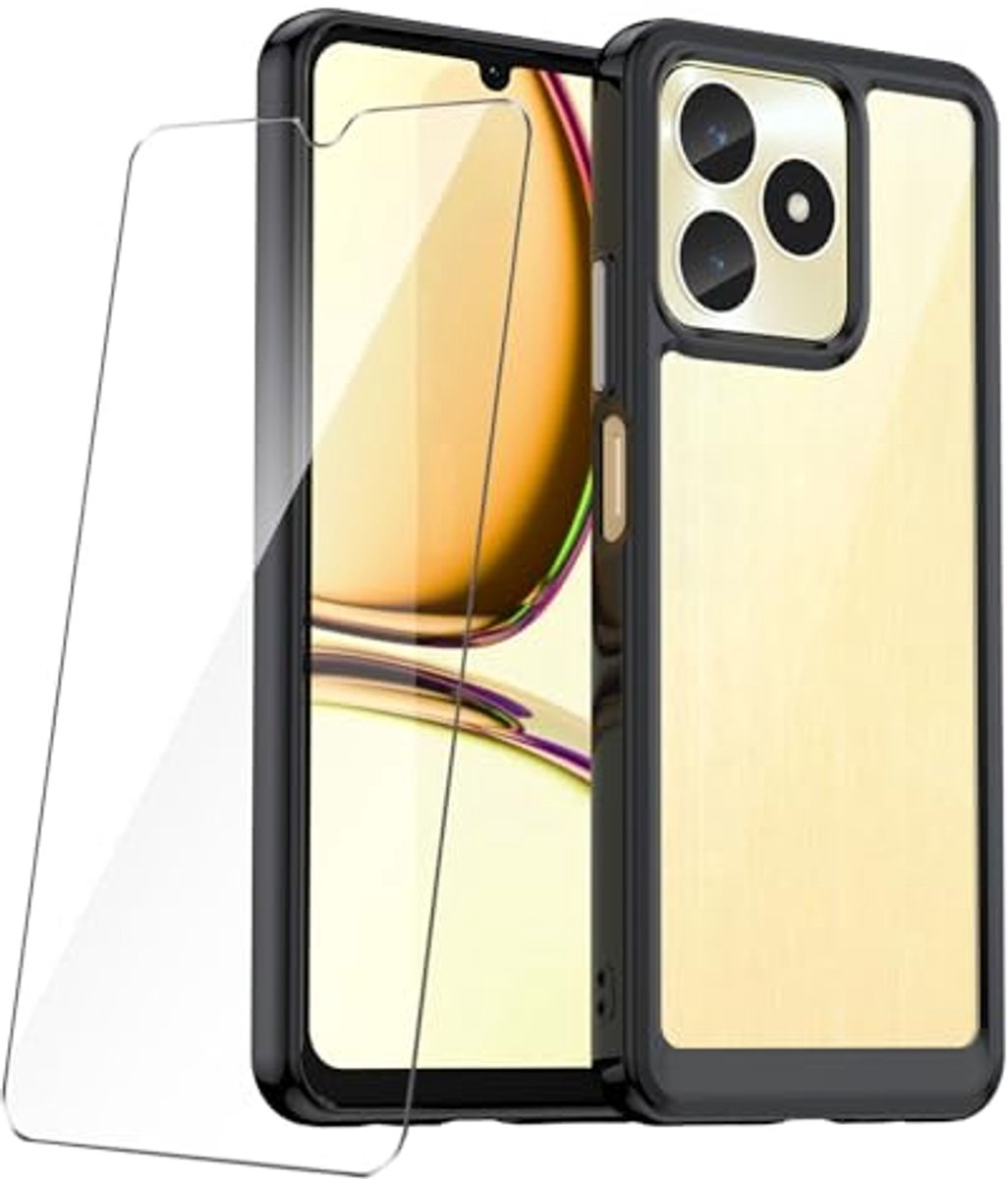 Gehard Glas met TPU Hoes voor Realme Note 50 - Displaybeschermfolie en Transparante Case