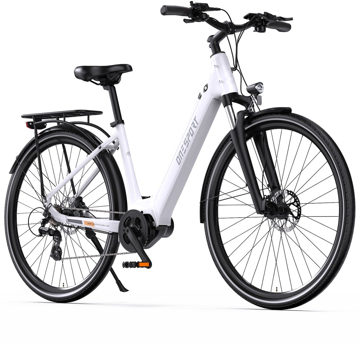 【BLACK Friday Deals】ONESPORT OT07 Elektrische Fiets - 110 km Actieradius - 36V 14Ah Verwijderbare Accu - 250W BAFANG Middenmotor - Hydraulische Schijfremmen - Shimano 7 Versnellingen - Aluminium Frame - Elektrische Stadsfiets - Wit - 【BLACK - €1.037,00