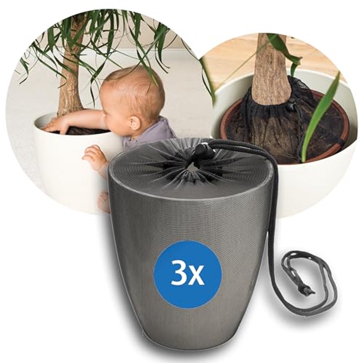 Plantenbeschermingsnet voor bloempotten tot 30 cm - 3 stuks