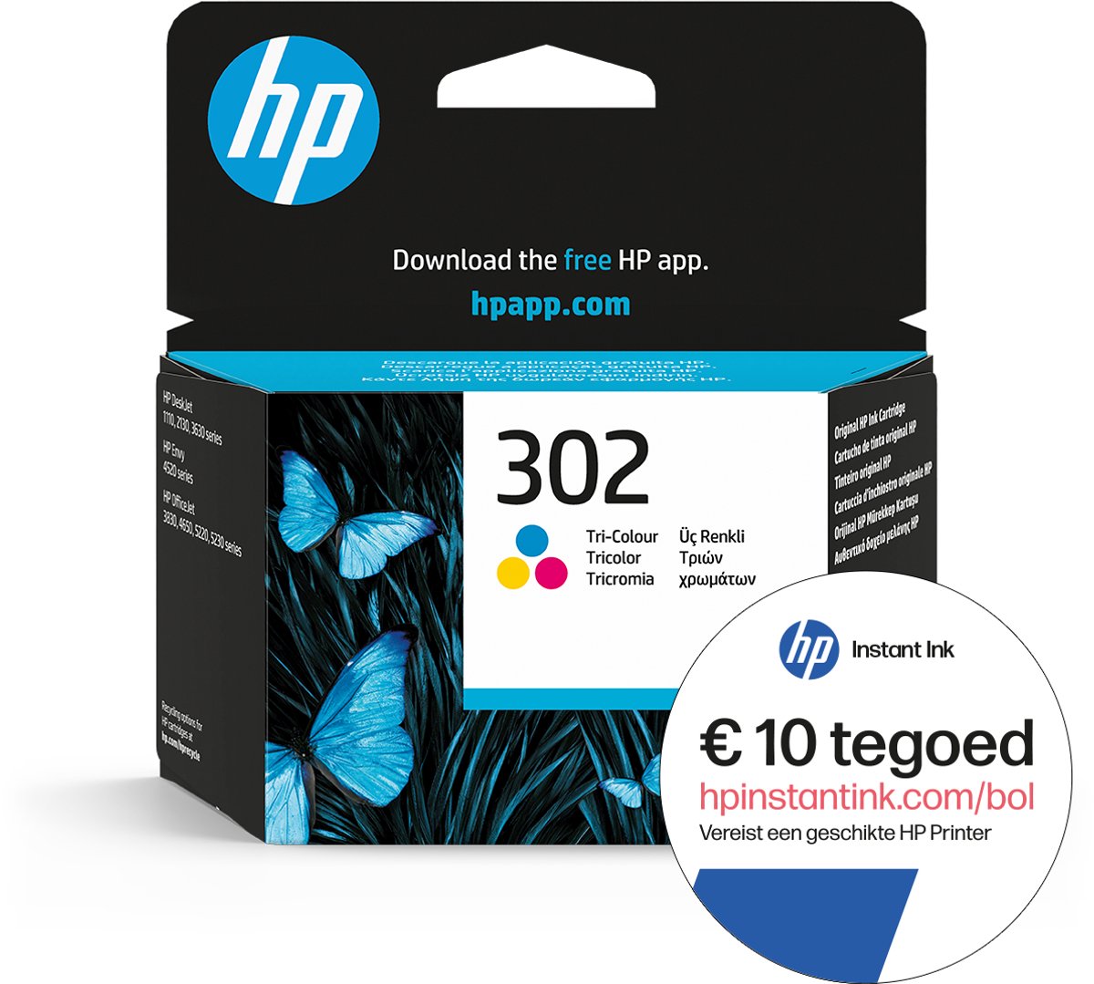 HP 302 - Inktcartridge kleur & zwart + Instant Ink tegoed