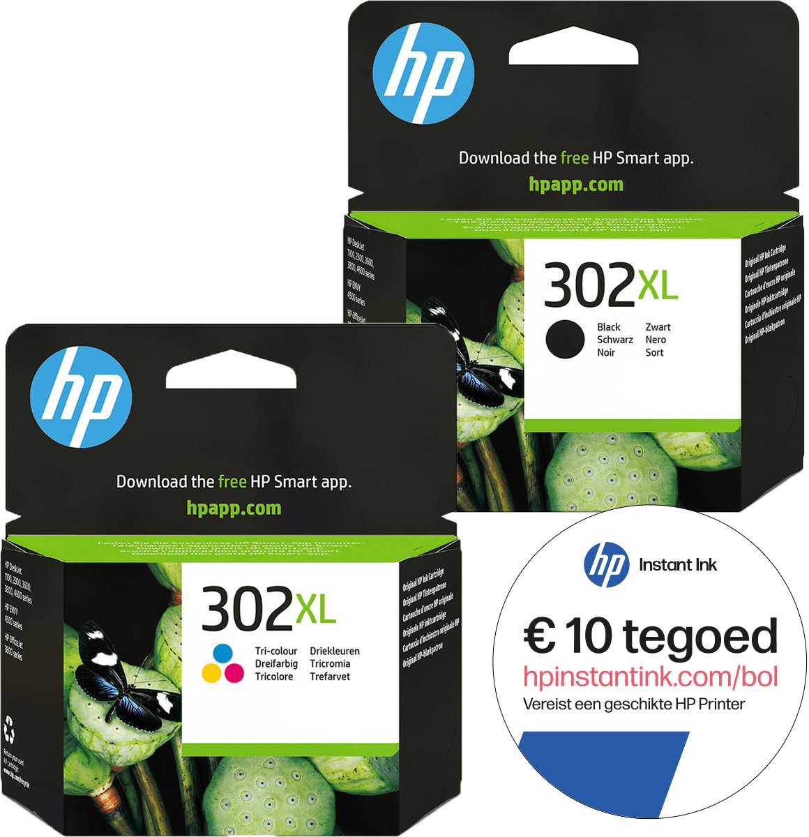 HP 302 - Inktcartridge kleur XL & zwart XL + Instant Ink tegoed